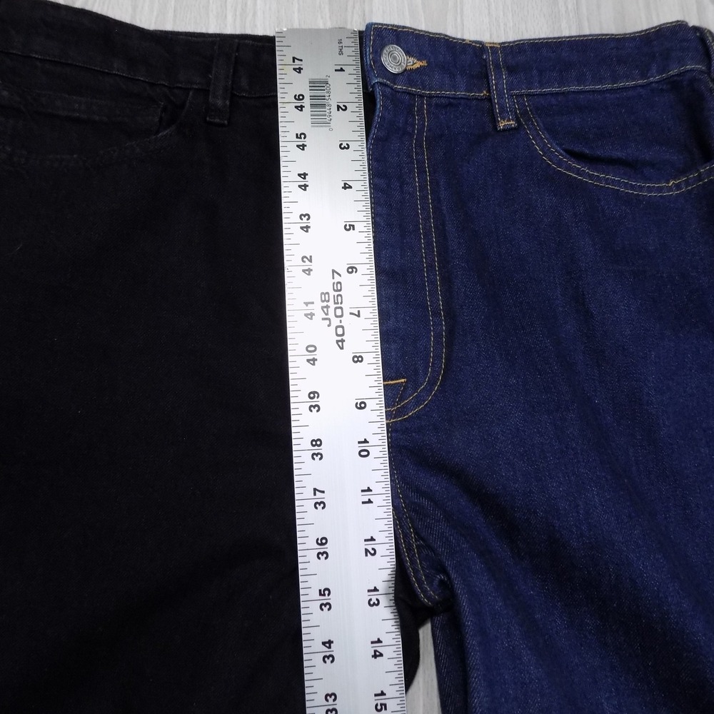 FRAME Le Jane Dell Noir High Rise Two-Tone Split Leg Jeans Womens 34 Blue Black - Picture 3 of 9